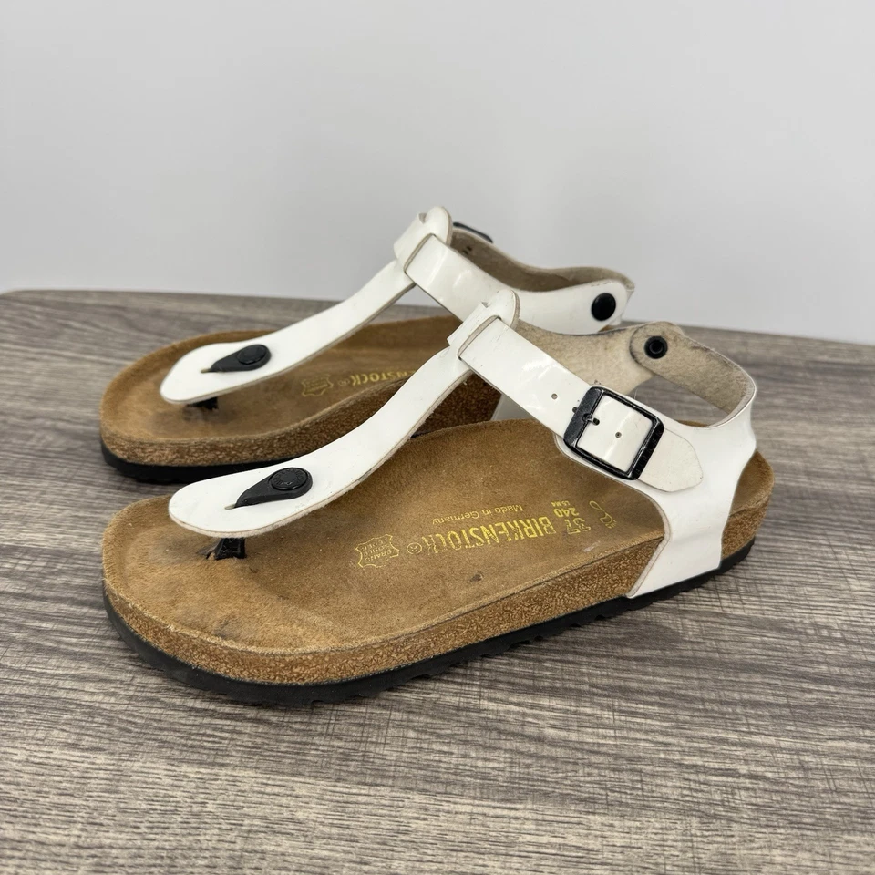 Birkenstock Kairo White Leather Sandals Thong Adjustable Buckle Women's Sz 37 6 - Image 1 of 4