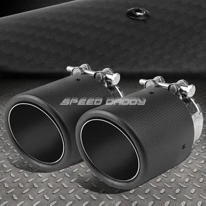 PAIR 2.4"PIPING 3"OUTLET CARBON FIBER PATTERN HIGH FLOW MUFFLER EXHAUST TIPS - Picture 1 of 5