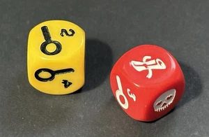 2011 ELDER SIGN Spiel Ersatz 2 rote & gelbe Würfel Teile Fantasy Flight Games - Bild 1 von 1