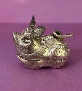 Vintage Asian Silver Rabbit Betel Trinket Box - Picture 1 of 9