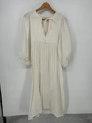 Daughters Of India Dress Womens Medium Ivory Kyra Midi Boho - Image 1 of 4