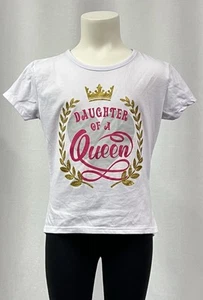 Shaded Pink Daughter Of A Queen White Short Sleeve T-Shirt Girls Size 6X - Picture 1 of 4