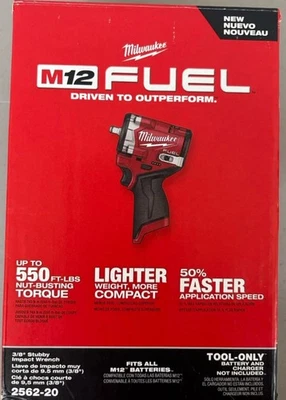 NEW In Box Milwaukee 2562-20 M12 FUEL 3/8" Stubby Impact Wrench w/ Friction Ring