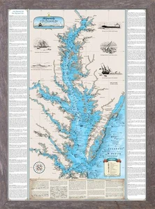 Framed Shipwrecks of the Chesapeake Bay Chart - Nautical Art Print Map - Bild 1 von 3