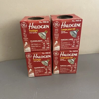 (4) GE 75W Par 30 Floodlight Bulbs Track Light 2 PK Short Neck 526 Long Life-New - Image 1 of 4