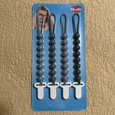 Paquete de 4 clips para chupete de silicona masticables Slotic nuevos en paquete Foto 1 de 4