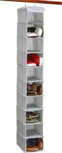 10 Shelves Hanging Shoes Organizer Holder for Closet Grey Modern NEW - Picture 1 of 5