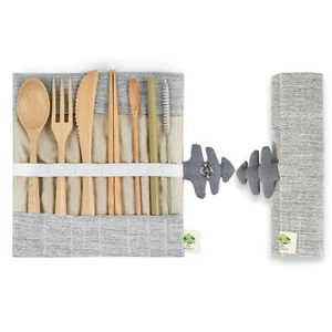 Wooden Travel Utensils Reusable Cutlery Set Bamboo Utensils Flatware Tableware K - Picture 1 of 7