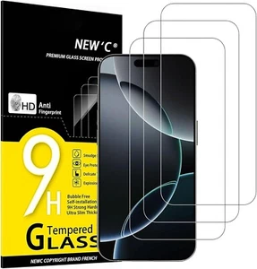 NEW'C Screen Protector 3 Pack for iPhone 16 Pro 6.3 in resistant Tempered Glass - Picture 1 of 12