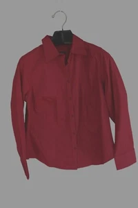 Talbots Womans Petites Red No Iron Button Down Shirt Long Sleeve READ 14WP 93096 - Picture 1 of 5