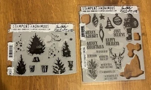 Jim Holtz Stampers Anonymous Holiday Drawings Aquarell Bäume klammern 7,5”x8,5” - Bild 1 von 2