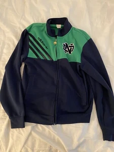 Vintage Notre Dame Adidas Mens Blue And Green Sports Jacket - Size M - Picture 1 of 6