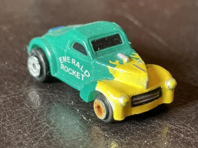 '41 Willys Coupe 翡翠火箭微型机器-火焰绿色黄色 Galoob 1989 — 第 1/4 张图片