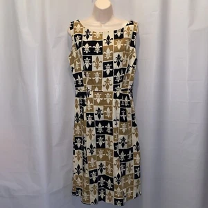 TRASHY DIVA AudreyDress FLEUR-DE-LIS PRINT Black Gold New Orleans Saints Sz 10 - Picture 1 of 9