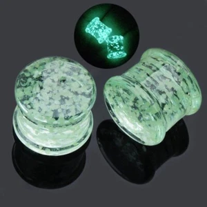 Glow in the Dark Pyrex Glass Ear Gauges Ear Piercing Jewelry Ear Expander Plugs - Picture 1 of 6