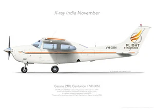 Cessna 210LCenturion II VH-XIN 2012 - A3+ Profile Print - Foto 1 di 4