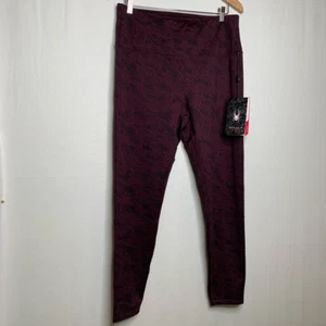 Spyder Womens Leggings Pants Purple Black Camouflage High Rise Stretch XL New - Picture 1 of 12
