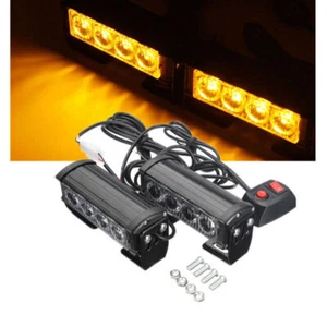2pcs Amber 4 LED Car Auto Grille Light Hazard 12V - Photo 1/10