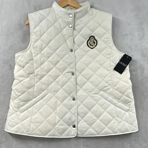 Lauren Ralph Lauren Quilted Snap Front Vest Women's XL Moda Cream NWT $150 READ - Picture 1 of 14