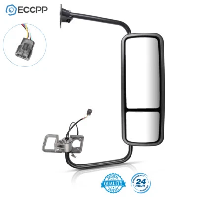 Conjunto de espejo retrovisor de puerta cromado para Freightliner Columbia 05-18 térmico con brazo lado derecho Foto 1 de 4