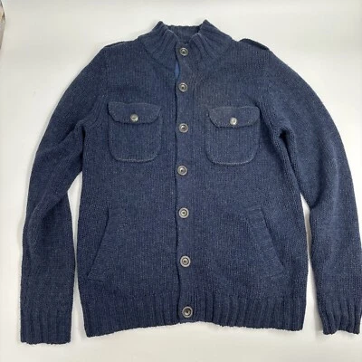 Suéter con botones marca Z para mujer azul marino bolsillos cuello falso talla mediana Foto 1 de 4