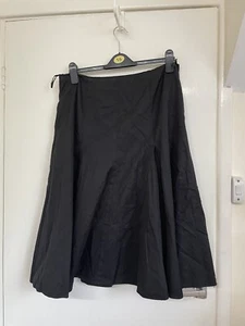Linea Size 16 Black Flared Cotton Skirt / Lined/ Back Zip - Picture 1 of 4