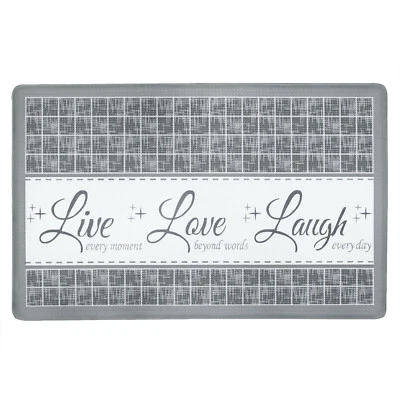GOODGRAM Live~Laugh~Love Gray Memory Foam Anti-Fatigue Kitchen Floor Mat 18" x 30"