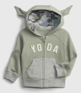 New Baby Gap Boys 18-24m Star Wars Yoda Sweatshirt Top 3D Ears Hoodie Soft Knit