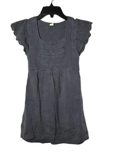 Old Navy Girls Gray Crochet Knit Babydoll Short Sleeve Sweater Size XL 14 Y2K - Picture 1 of 8