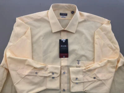 VAN HEUSEN Flex новый с Ярлыками желтый хлопок полиэстер гибкий воротник 181⁄2 34-35 - Изображение 1 из 4