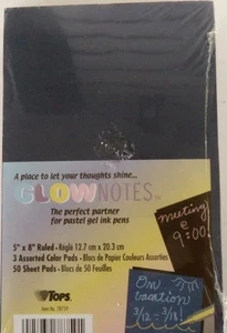 New Tops Glow Notes Gel Ink Pen Craft Note Pads 3 Colors 5" x 8" 50 Sheets each - Picture 1 of 7