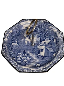 Vintage Kuchenständer England Ye Olde Foley Ware Schafe Hühner Bauernhof Servierplatte - Bild 1 von 8