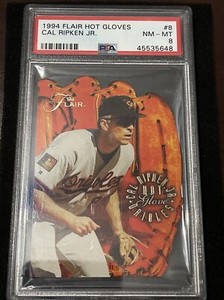 1994 Flair Baseball CAL RIPKEN JR HOT GLOVES DIECUT, NM-MT PSA 8, Orioles HOFER