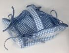 Easter Basket Blue And White Gingham Checkered Cloth Lace Vintage Holiday Decor