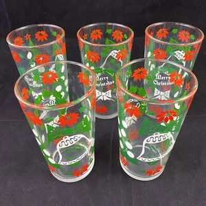 5 Bicchieri Vintage MCM Cocktail Highball Buon Natale Felice Anno Nuovo - Foto 1 di 9