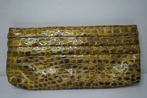 Lauren Merkin Womens Snake Embossed Flap Clutch Handbag Brown Leather - Bild 1 von 4