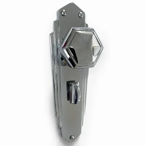Pr of 1930`s Art Deco Repro Bathroom Thumb Turn Chrome Hexagonal Door Knobs PCPL - Picture 1 of 5