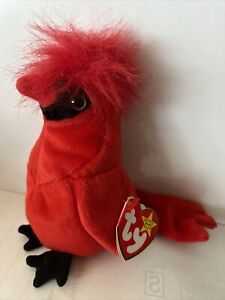 Ty Beanie Babies Mac The Cardinal Plush Toy -Tag Errors, RETIRED, RARE, VINTAGE