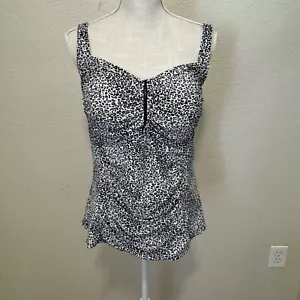 Hilor Animal Print Tankini Swimsuit Top Ruched Sides Womens US 18 - Picture 1 of 5
