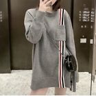 Thom Browne Women's Pullover Straight Knitted Four Bar Short Skirt Sweater