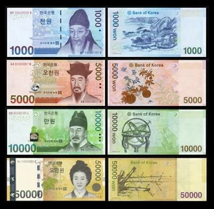 Korea South P-54,55,56,57 1000+5000+10000+50000 4 Pcs Full Set UNC - Picture 1 of 5