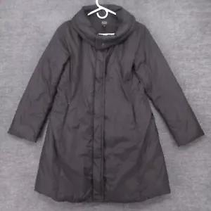 Abrigo Eileen Fisher Mujer PP Petite S Negro Plumón Pluma Negro Largo Cuello Alto - Imagen 1 de 11