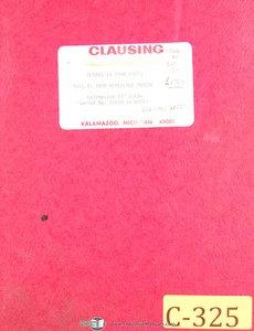 Clausing Colchester 13", Serial 58650 to 63742 Lathe Operations & Parts Manual - Picture 1 of 3