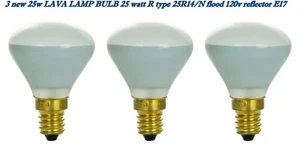 Box of 3 new 25w LAVA LAMP BULB 25 watt R type 25R14/N flood 120v reflector E17 - Picture 1 of 5