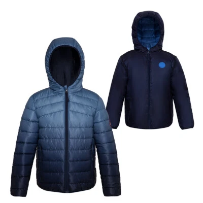 Rokka&Rolla Boys' Lightweight Puffer Jacket Reversible Winter Bubble Hooded Coat - Image 1 of 4
