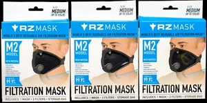 RZ Mask M2 Air Filtration Medium BLK Dust Woodworking Allergies Reusable 3-Pack - Picture 1 of 14