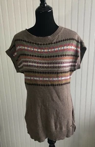 Tommy Hilfiger Tunic Sweater Dress Womens Size Medium M Brown Tan Gold Pink - Picture 1 of 12