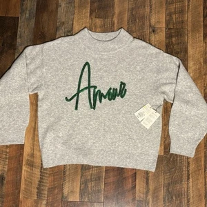 Suéter para mujer A New Day XL gris suave con lentejuelas verdes *AMOUR* NUEVO CON ETIQUETAS cuello alto - Imagen 1 de 14