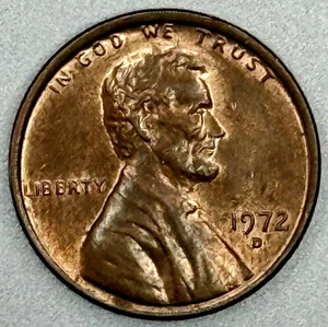 1972 D Mint Mark Circulated Red Lincoln Penny - Picture 1 of 4