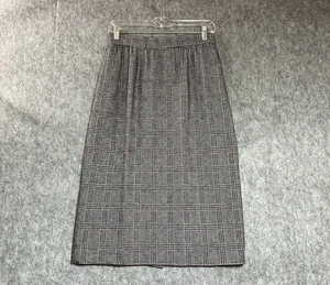 Rafaella Skirt Womens Small Gray Plaid Pockets Wool Blend Midi Office Capsule - Picture 1 of 11